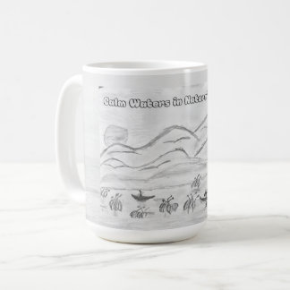 'Calm Waters in Nature's Embrace' Mug コーヒーマグカップ