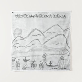 'Calm Waters in  Nature's Embrace' Tapestry タペストリー