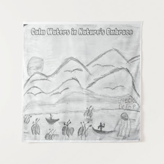 'Calm Waters in Nature's Embrace' Tapestry タペストリー (正面)