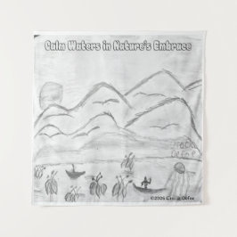 'Calm Waters in  Nature's Embrace' Tapestry タペストリー