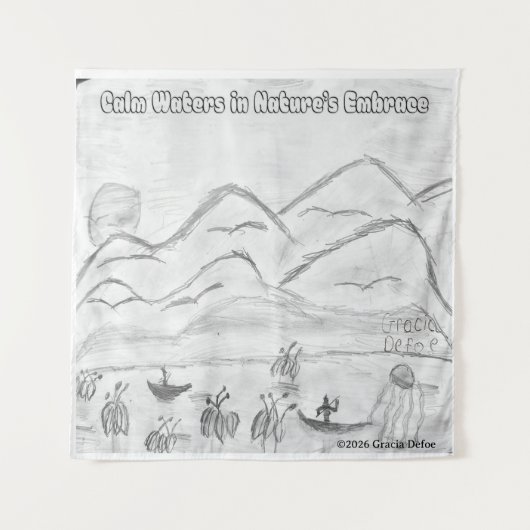 'Calm Waters in  Nature's Embrace' Tapestry タペストリー (正面)