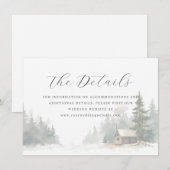 Calm Winter Watercolor Cabin Scene エンクロージャーカード (正面/裏面)