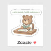 Calm Work Bold Outcomes ステッカー – Cozy CEO Bear シール (シート)