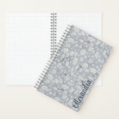 Calming Dusty Blue Bullet Journal with White Roses ノートブック (内側)