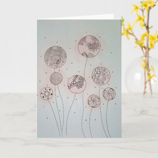 Calming Garden Spheres Mixed Media カード (黄色い花)