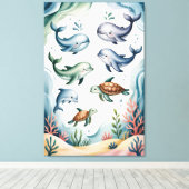 Calming Gentle Ocean Nursery Wall Art キャンバスプリント (インサイチュ (ウッドフロア))