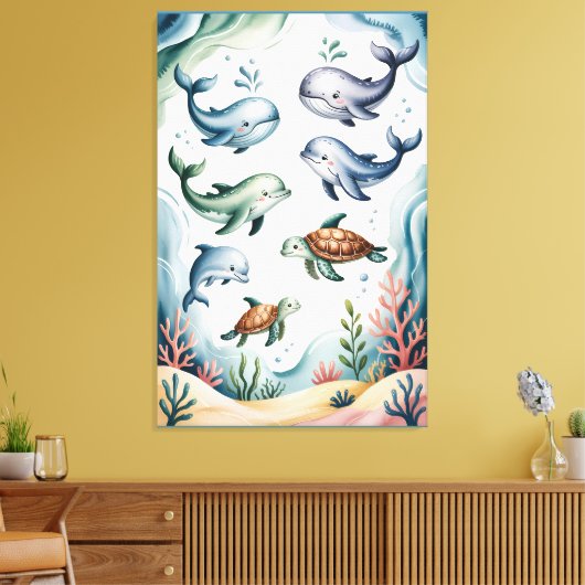 Calming Gentle Ocean Nursery Wall Art キャンバスプリント (インサイチュ (リビング))