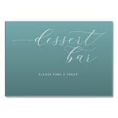 Calming Teal Cursive Dessert Bar Sign テーブルナンバー (裏面)