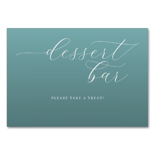 Calming Teal Cursive Dessert Bar Sign テーブルナンバー (正面)