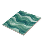 Calming Teal Watercolor Ocean Wave Art タイル (側面)