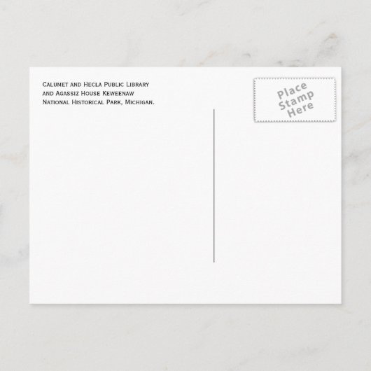 Calumet & Hecla Mining Co. Library, Keweenaw NHP ポストカード (裏面)
