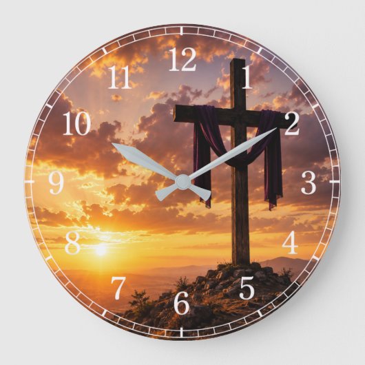 Calvary Cross Wall Clock — Inspirational Design ラージ壁時計 (正面)