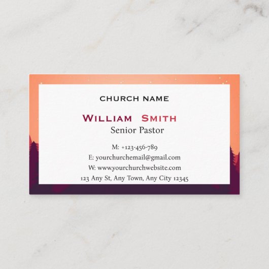 Calvary Sunset Pastoral Business Card 名刺 (裏面)