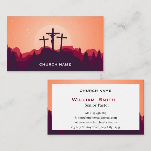 Calvary Sunset Pastoral Business Card 名刺 (正面/裏面)