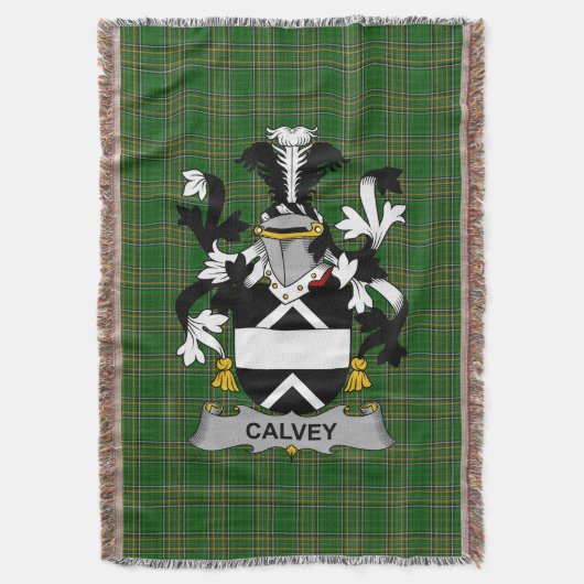 CalveyまたはMcElwee家の紋章・家系図 アイルランド系アメリカ人ギフト スローブランケット (正面縦)