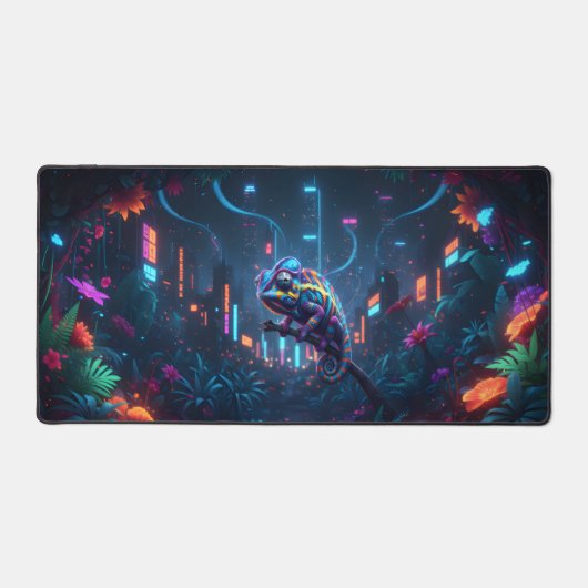 Camälion in Neonfarben デスクマット (正面)