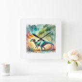 Camarasaurus Majesty 110724AREF118 - Watercolor スクエア壁時計 (ホーム)
