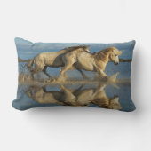 Camargue Horses and Reflection, Southern France ランバークッション (正面)