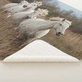 Camargue Horses Running シェルパブランケット (3/4)