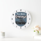 Camaroのパーソナライズなガレージの印 ラージ壁時計 (ホーム)