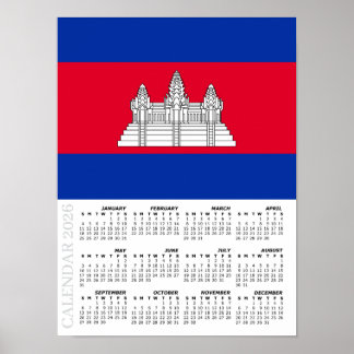 Cambodia 2026 Calendar, Large, Cambodian Flag ポスター