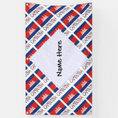 Cambodia and Cambodian Flag Tiled with Your Name 横断幕 (縦)