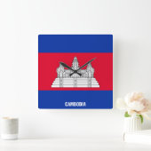 Cambodia Flag Dazzling Patriotic スクエア壁時計 (ホーム)