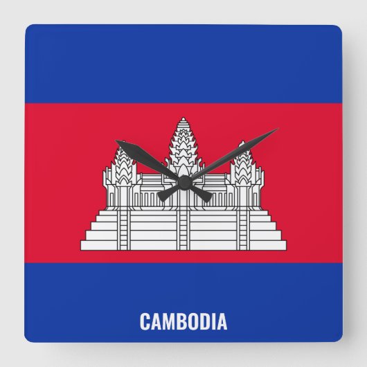 Cambodia Flag Dazzling Patriotic スクエア壁時計 (正面)