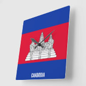Cambodia Flag Dazzling Patriotic スクエア壁時計 (傾斜)
