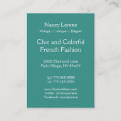 CAMBRIAのアールデコの花模様: 粋なターコイズ 名刺 (裏面)