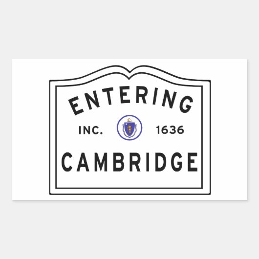Cambridge Massachusettsに入る 長方形シール (正面)