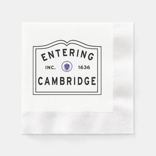 Cambridge Massachusetts Rectangular Stickに入る 縁ありカクテルナプキン (正面)