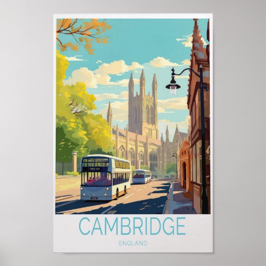 Cambridge Travel Poster - England Wall Art ポスター (正面)