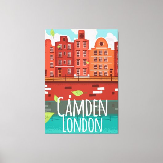 Camden，ロンドンヴィンテージ旅行ポスター キャンバスプリント (正面)