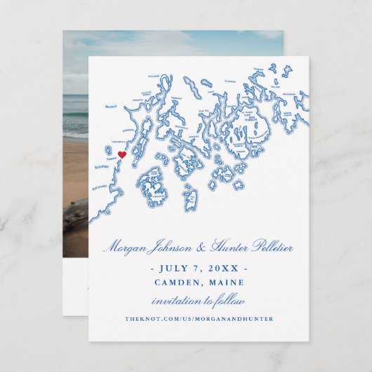 Camden Maine Photo Save the Date - Penobscot Bay セーブザデート (正面/裏面)