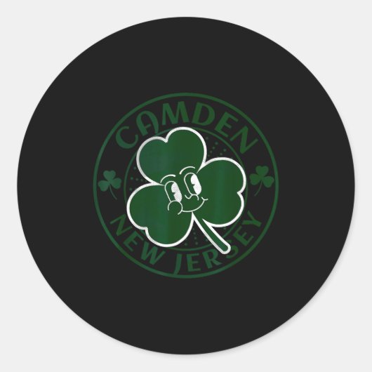 Camden New Jersey Irish Shamrock Nj Retro Souvenir ラウンドシール (正面)