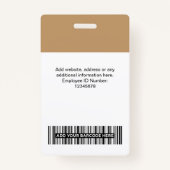 Camel従業員の写真、バーコード、ロゴ、名前バッジ バッジ (裏面)