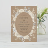 Camel Brown Organic Rustic Wedding 招待状 (スタンド正面)