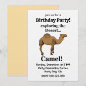 Camel Desert Animal Funny Birthday Party 招待状 (正面/裏面)