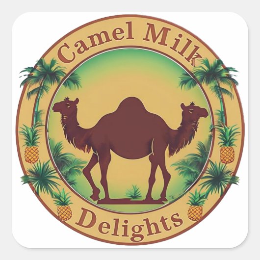 Camel Milk Delights-Tropical Camel Palm Pineapple スクエアシール (正面)