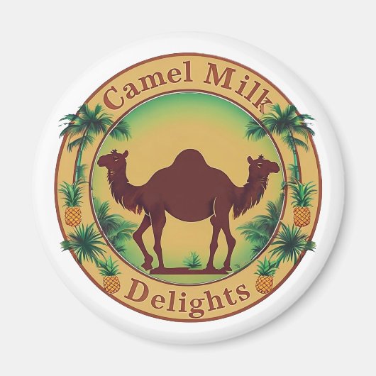 Camel Milk Delights-Tropical Camel Palm Pineapple マグネット (正面)