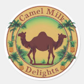 Camel Milk Delights-Tropical Camel Palm Pineapple ラウンドシール (正面)