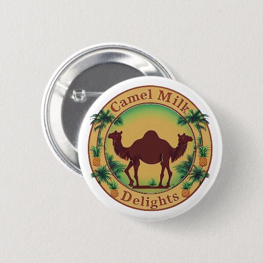 Camel Milk Delights-Tropical Camel Palm Pineapple 缶バッジ (正面&裏面)