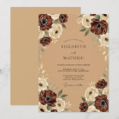 Camel Muted Autumnal Wedding 招待状 (正面/裏面)