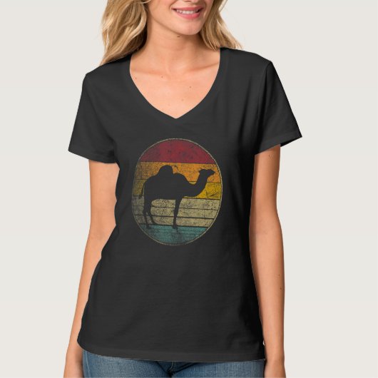 Camel   Sun Retro Asia Africa Travel Safari Desert Tシャツ (正面)