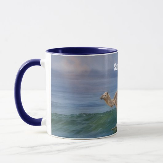 Camel Surfing on a Wave Fun Personal Mug Cup マグカップ (左)