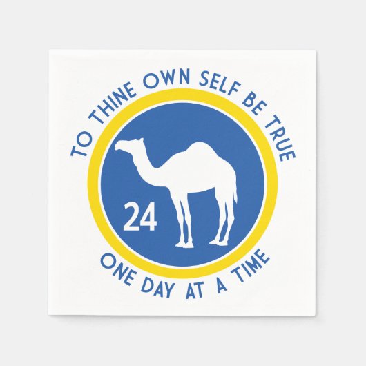 Camel To Thine Own Self | 12 Step Recovery Slogan スタンダードカクテルナプキン (正面)