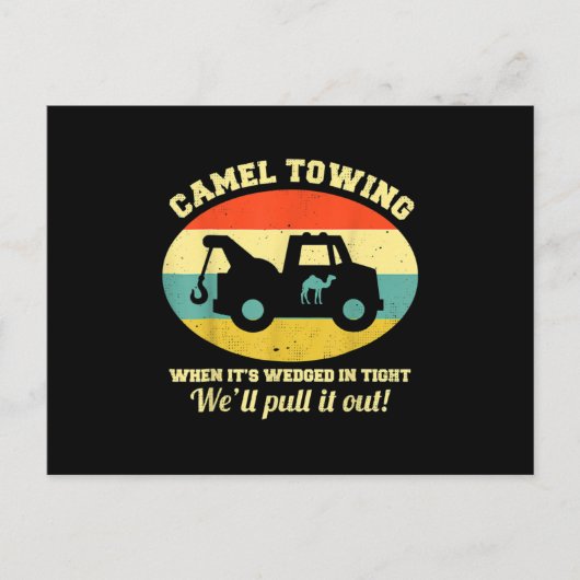Camel Towing Retro Adult Humor Saying Funny Hallow 案内ポストカード (正面)
