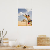 Camel with Pyramids Giza，エジプト ポスター (キッチン)