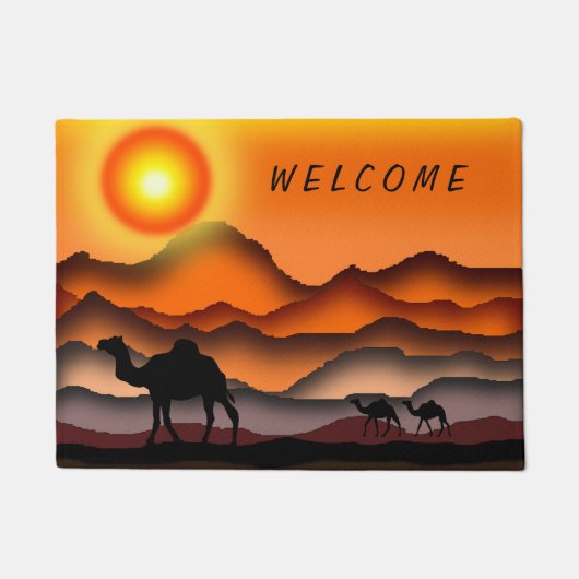 Camels Doormat Sunset Deert – ようこそ ドアマット (正面)